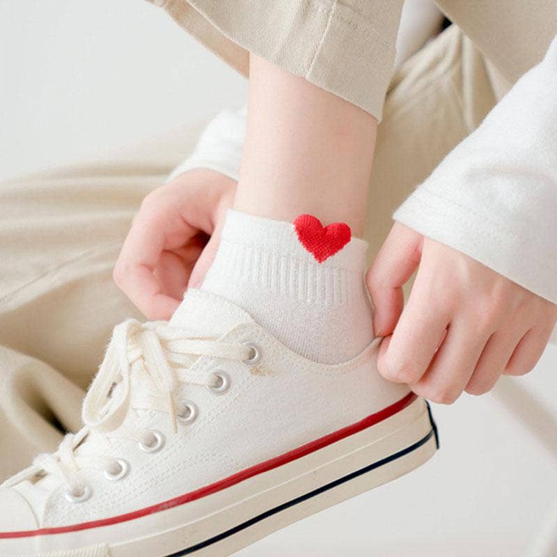 Damen Halbhohe Socken Kleines Herz I 35-41: Blanc / 35-41