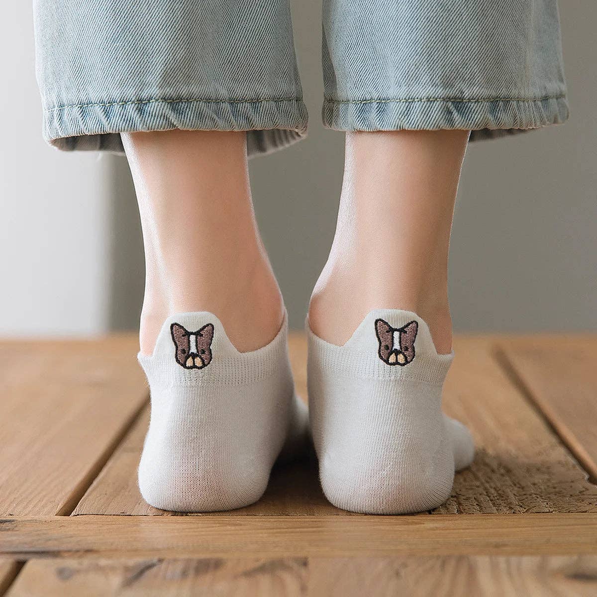 Damen Hundezunge Socken I 35-41: Blanc/Jaune / 35-41