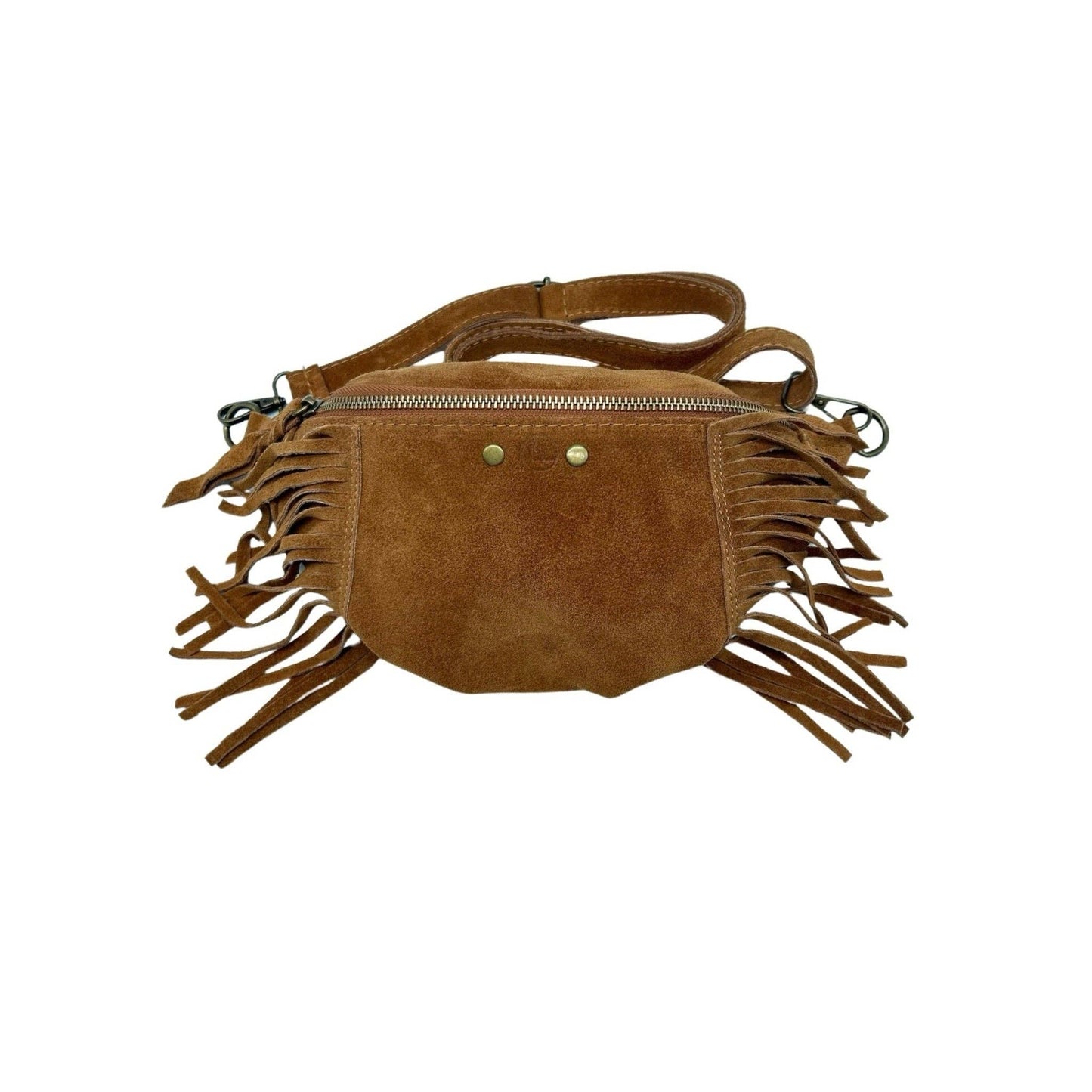 Esperanza Bauchtasche aus Wildleder mit Fransen: KAMEL