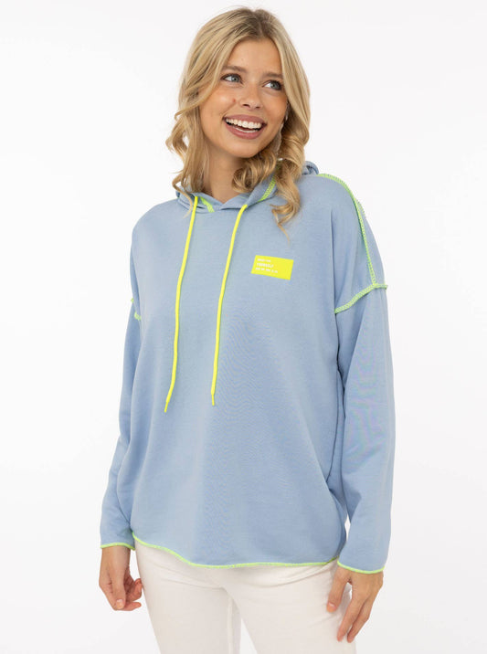 Zwillingsherz Hoodie BW "Neon Colors": Hellblau