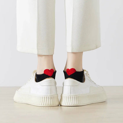 Marine Damen-Kurzsocken Coup de Coeur I 35-41: Blanc/Rouge / 35-41