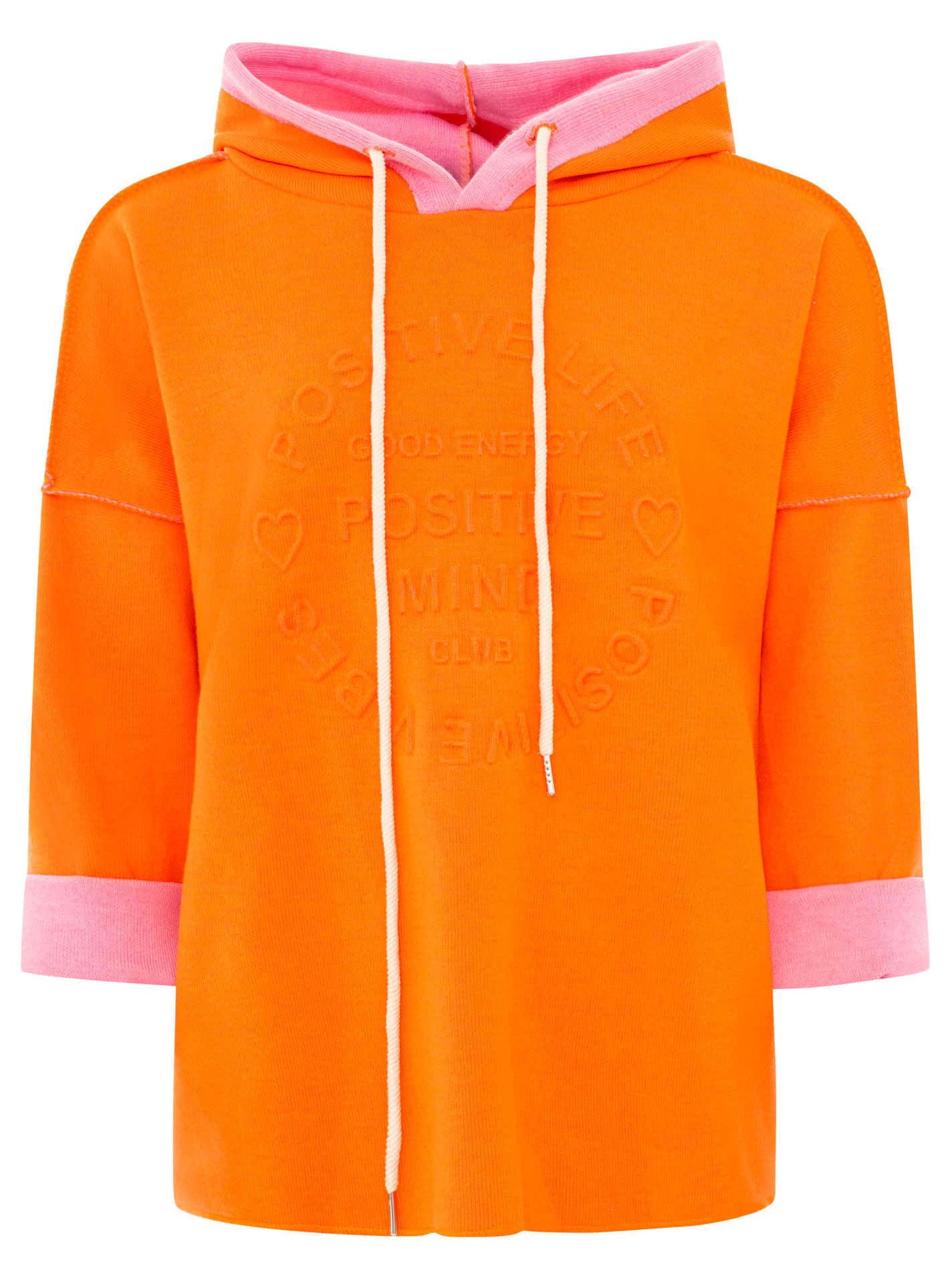Zwillingsherz Doubleface Hoodie "Positive Mind": Orange/Pink
