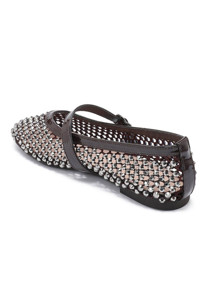 Mary-Jane-Ballerinas mit Strass verziert H8-1530H: Black