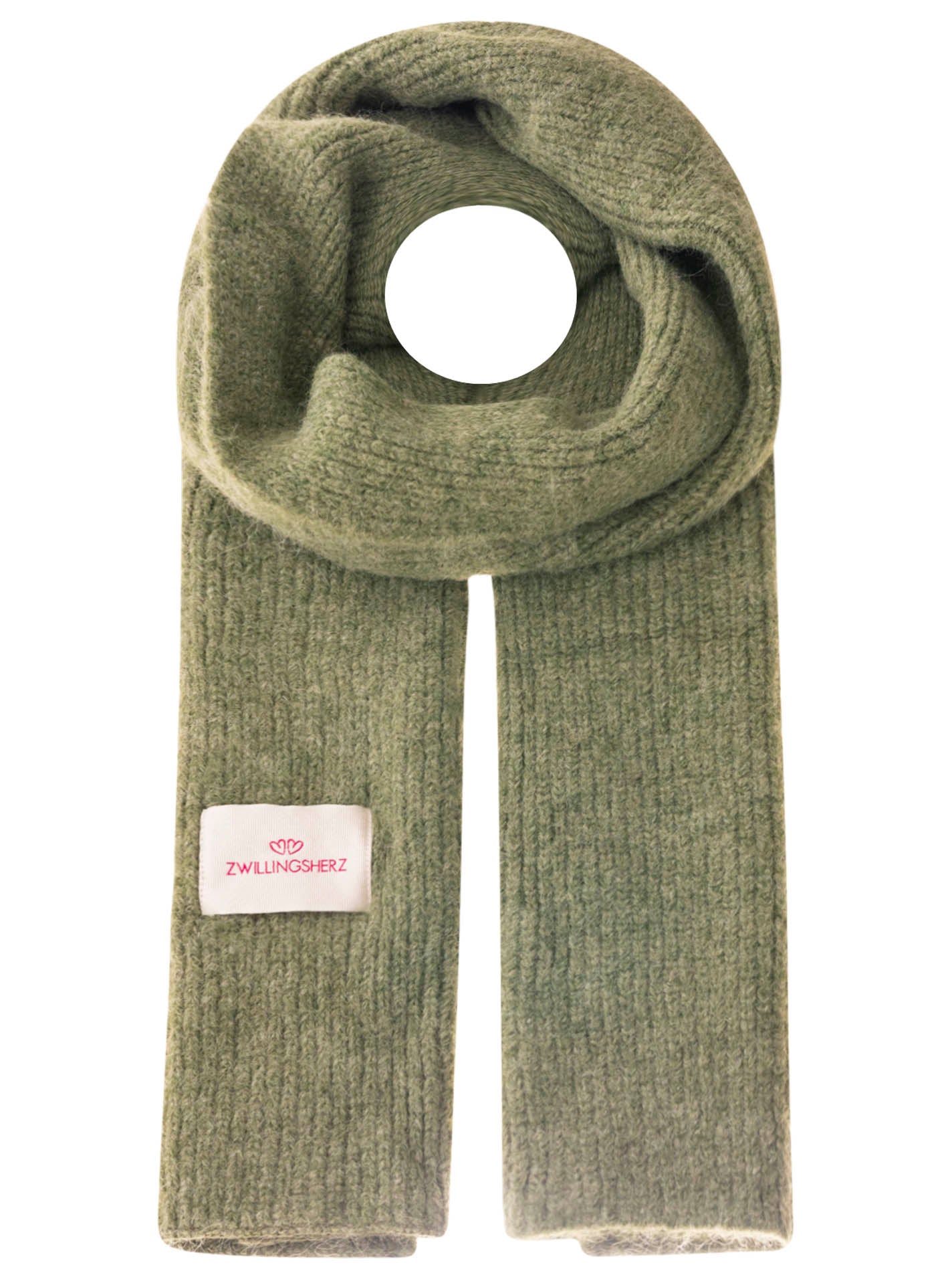 Zwillingsherz Schal Wolle Khaki