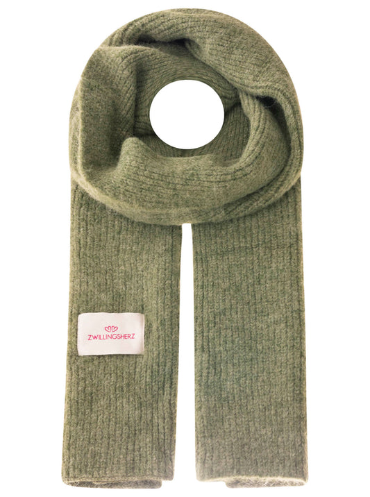 Zwillingsherz Schal Wolle Khaki