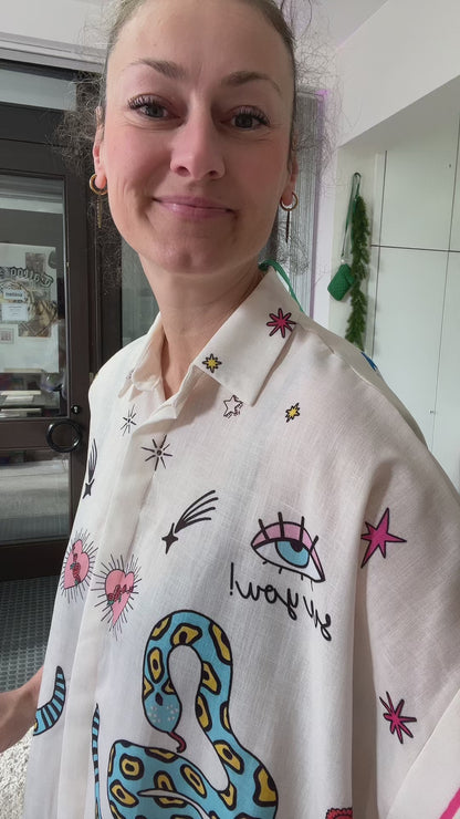 Bunte Bluse Oversize