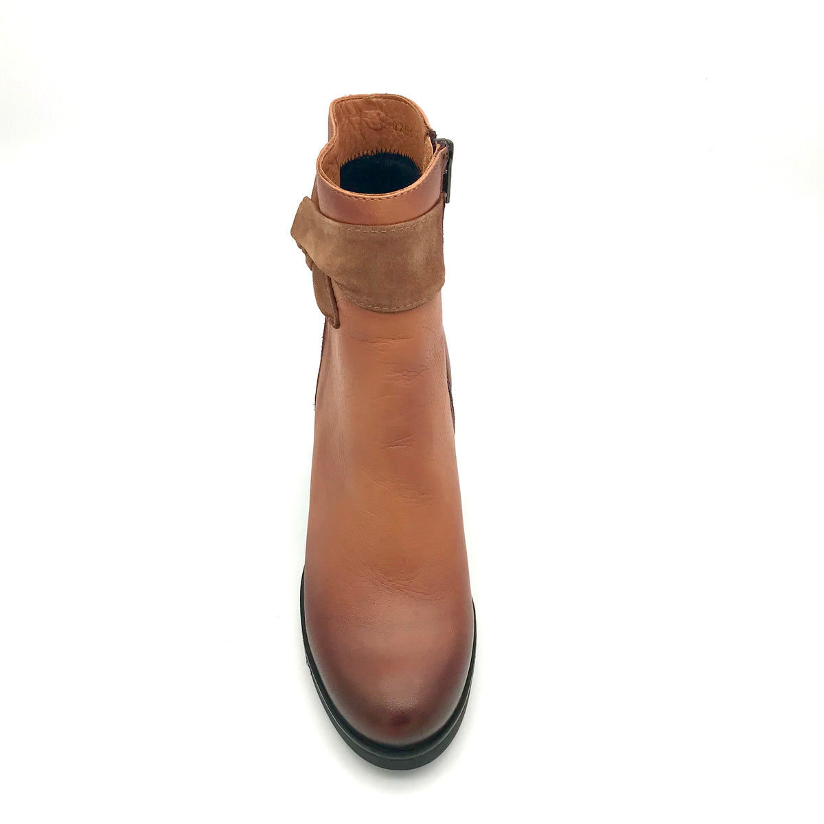 The Schuh Effekt Damen Stiefelette Cognac Leder