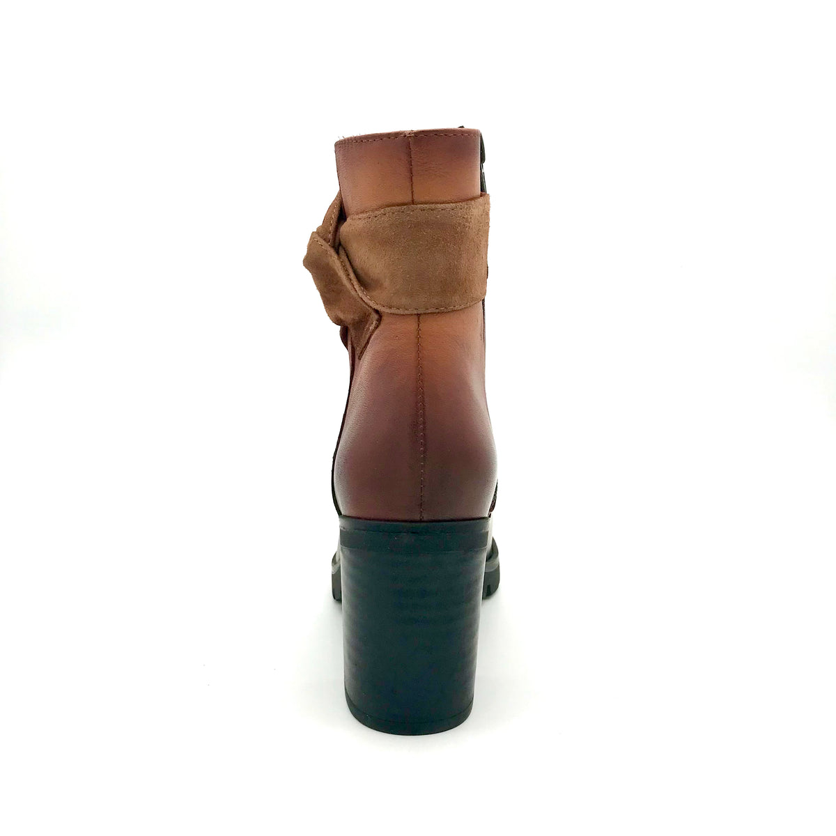 The Schuh Effekt Damen Stiefelette Cognac Leder