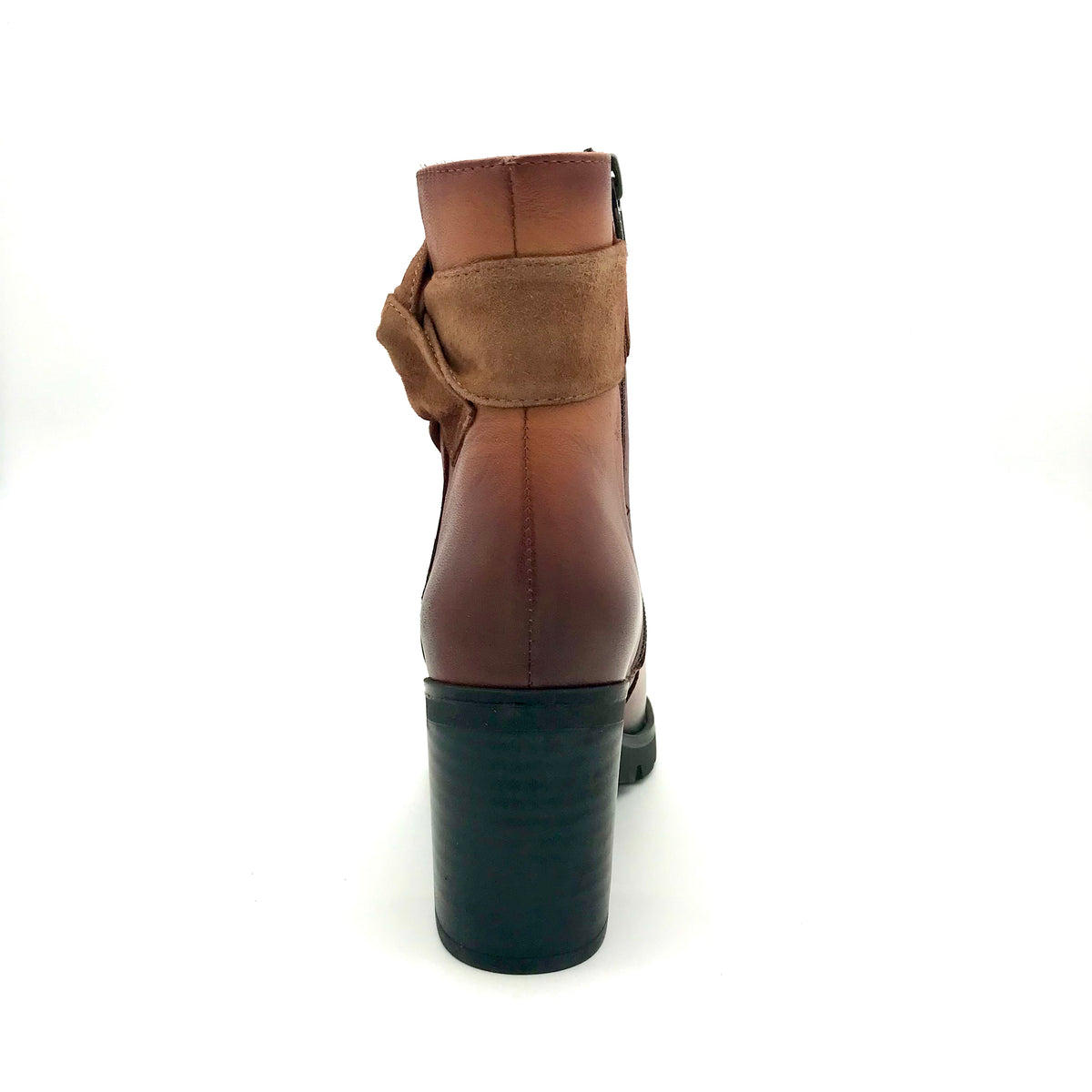 The Schuh Effekt Damen Stiefelette Cognac Leder