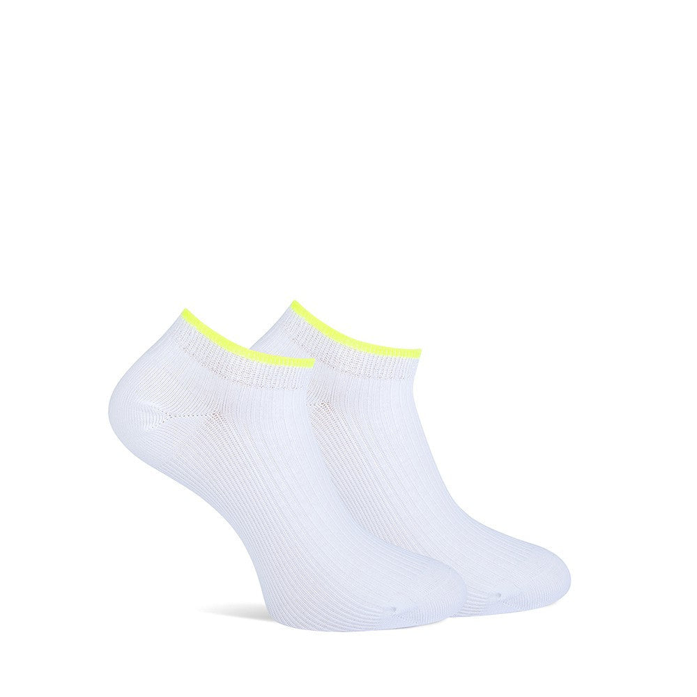 MarcMarcs Damen Sneaker Socks Amsterdam White Fluo Yellow